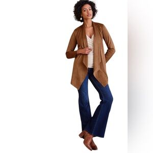 Soft Surroundings Shape Drape Faux‎ Suede Jacket Saddle Size M NWT